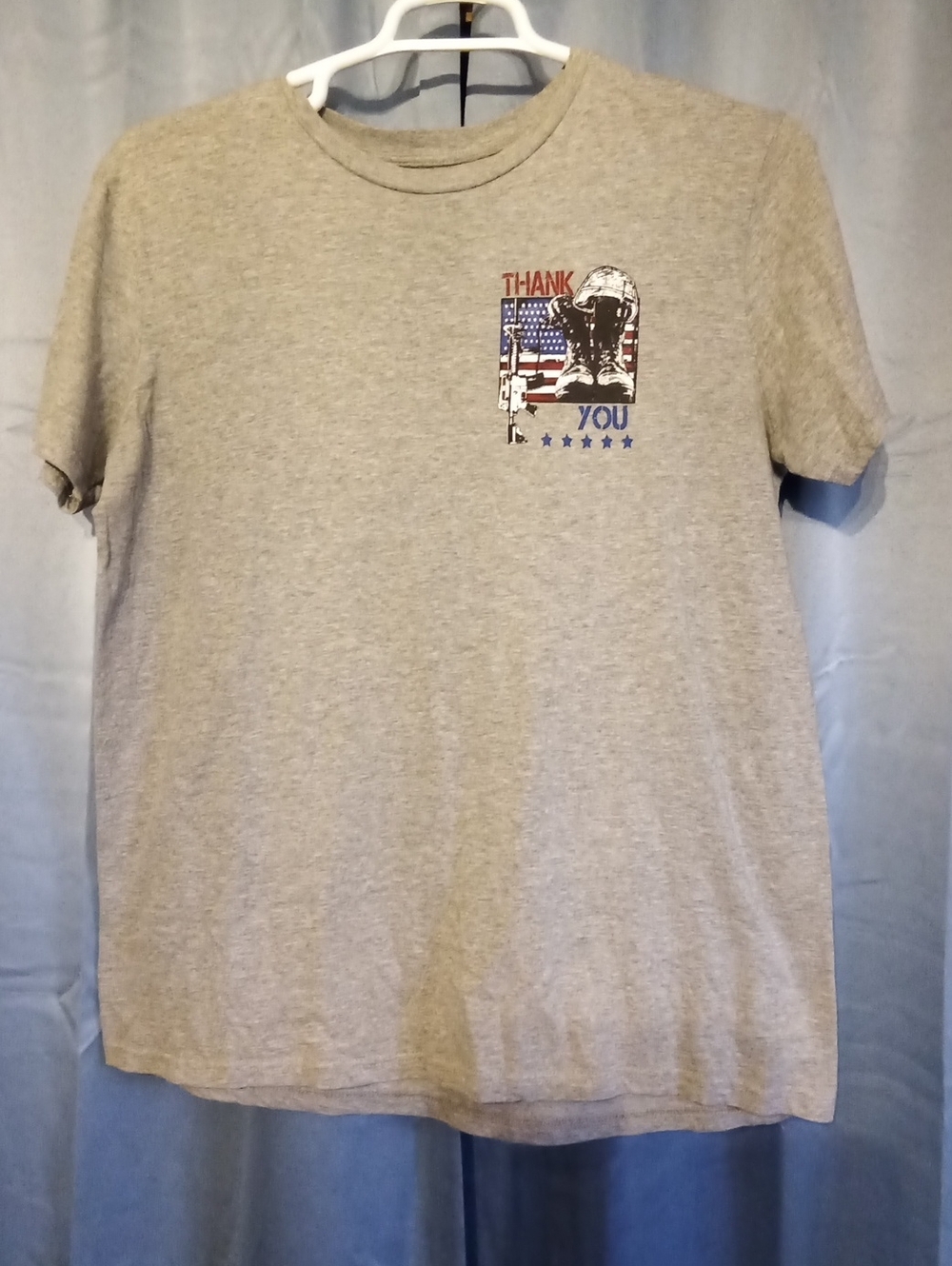 Men's Gray 'Thank You' Military Tribute Crewneck T-Shirt